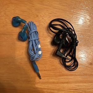 Set of two earbud headphones